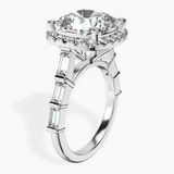 Platinum Rachel Halo Side Stone Lab Diamond Ring standing product image one