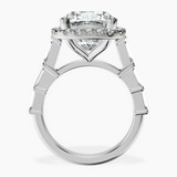 Platinum Rachel Halo Side Stone Lab Diamond Ring side right image one
