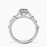 Platinum Rachel Halo Side Stone Lab Diamond Ring side right image one