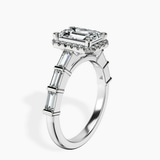 10kt White Gold Rachel Halo Side Stone Lab Diamond Ring standing product image one
