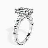 18kt White Gold Rachel Halo Side Stone Lab Diamond Ring standing product image one