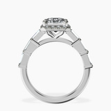 18kt White Gold Rachel Halo Side Stone Lab Diamond Ring side right image one