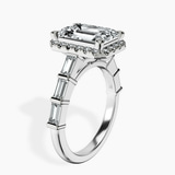 18kt White Gold Rachel Halo Side Stone Lab Diamond Ring standing product image one