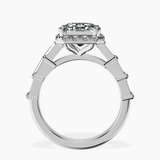 18kt White Gold Rachel Halo Side Stone Lab Diamond Ring side right image one