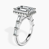 18kt White Gold Rachel Halo Side Stone Lab Diamond Ring standing product image one