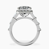 18kt White Gold Rachel Halo Side Stone Lab Diamond Ring side right image one