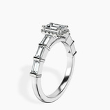 14kt White Gold Rachel Halo Side Stone Lab Diamond Ring standing product image one