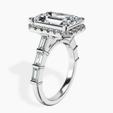 Platinum Rachel Halo Side Stone Lab Diamond Ring standing product image one