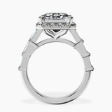 Platinum Rachel Halo Side Stone Lab Diamond Ring side right image one