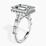 Platinum Rachel Halo Side Stone Lab Diamond Ring standing product image one