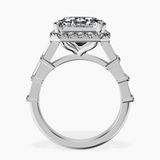 Platinum Rachel Halo Side Stone Lab Diamond Ring side right image one