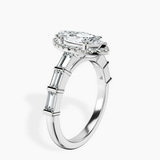 Platinum Rachel Halo Side Stone Lab Diamond Ring standing product image one