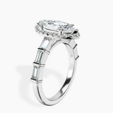 18kt White Gold Rachel Halo Side Stone Lab Diamond Ring standing product image one