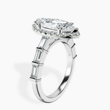 10kt White Gold Rachel Halo Side Stone Lab Diamond Ring standing product image one