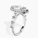 10kt White Gold Rachel Halo Side Stone Lab Diamond Ring standing product image one