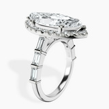 10kt White Gold Rachel Halo Side Stone Lab Diamond Ring standing product image one