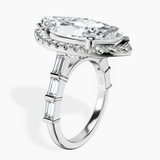 Platinum Rachel Halo Side Stone Lab Diamond Ring standing product image one