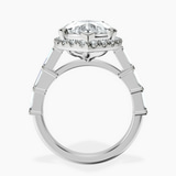 Platinum Rachel Halo Side Stone Lab Diamond Ring side right image one