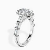 Platinum Rachel Halo Side Stone Lab Diamond Ring standing product image one