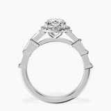 Platinum Rachel Halo Side Stone Lab Diamond Ring side right image one