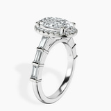 Platinum Rachel Halo Side Stone Lab Diamond Ring standing product image one
