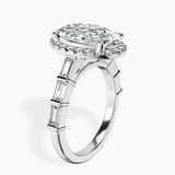 Platinum Rachel Halo Side Stone Lab Diamond Ring standing product image one