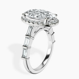 Platinum Rachel Halo Side Stone Lab Diamond Ring standing product image one