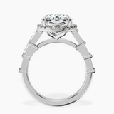 Platinum Rachel Halo Side Stone Lab Diamond Ring side right image one