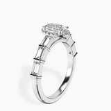 Platinum Rachel Halo Side Stone Lab Diamond Ring standing product image one