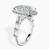 Platinum Rachel Halo Side Stone Lab Diamond Ring standing product image one