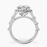 Platinum Rachel Halo Side Stone Lab Diamond Ring side right image one