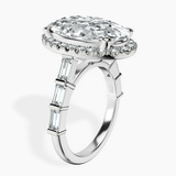 Platinum Rachel Halo Side Stone Lab Diamond Ring standing product image one