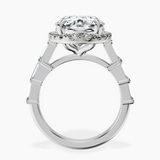 Platinum Rachel Halo Side Stone Lab Diamond Ring side right image one