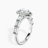 Platinum Rachel Halo Side Stone Lab Diamond Ring standing product image one