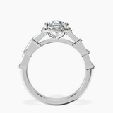 Platinum Rachel Halo Side Stone Lab Diamond Ring side right image one