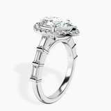 Platinum Rachel Halo Side Stone Lab Diamond Ring standing product image one