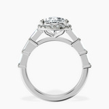 Platinum Rachel Halo Side Stone Lab Diamond Ring side right image one