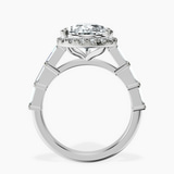Platinum Rachel Halo Side Stone Lab Diamond Ring side right image one