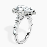 18kt White Gold Rachel Halo Side Stone Lab Diamond Ring standing product image one