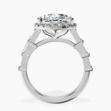 18kt White Gold Rachel Halo Side Stone Lab Diamond Ring side right image one
