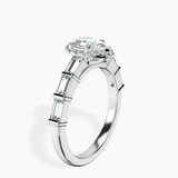 Platinum Rachel Halo Side Stone Lab Diamond Ring standing product image one