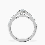Platinum Rachel Halo Side Stone Lab Diamond Ring side right image one