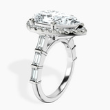 Platinum Rachel Halo Side Stone Lab Diamond Ring standing product image one