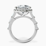 Platinum Rachel Halo Side Stone Lab Diamond Ring side right image one