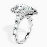 Platinum Rachel Halo Side Stone Lab Diamond Ring standing product image one