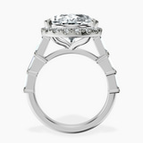 Platinum Rachel Halo Side Stone Lab Diamond Ring side right image one