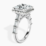 18kt White Gold Rachel Halo Side Stone Lab Diamond Ring standing product image one