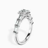 Platinum Rachel Halo Side Stone Lab Diamond Ring standing product image one