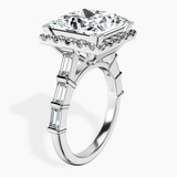 Platinum Rachel Halo Side Stone Lab Diamond Ring standing product image one