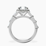 18kt White Gold Rachel Halo Side Stone Lab Diamond Ring side right image one